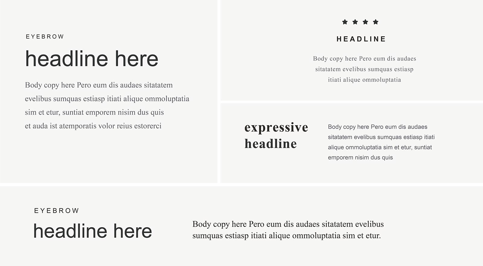 Web & PPT/Word font style examples showing usage of the various brand fonts.